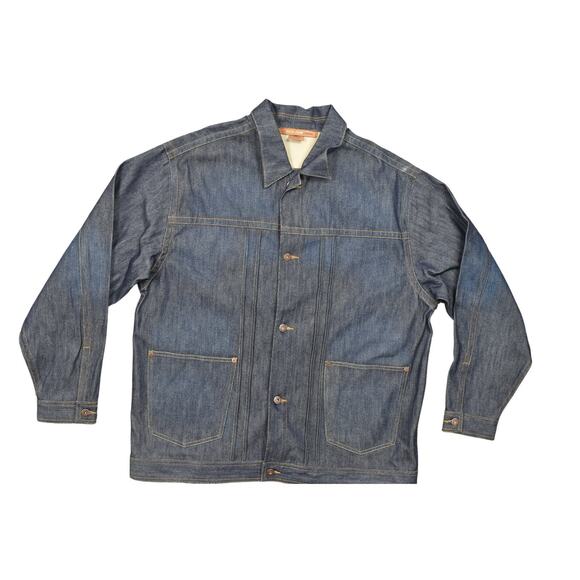 Sean John 2XL Blue Denim Trucker Jacket Cotton Blend Denim Y2K Baggy - Picture 3 of 10